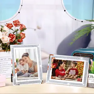 Cadres photo en miroir scintillants Cadres photo argentés en cristal scintillant pour cadres de mariage pour la fête de famille à la maison