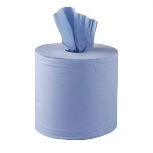 Pulpa de madera virgen personalizable excelentemente absorbente 2 capas de grado alimenticio rollos de alimentación central en relieve azul toallas de papel