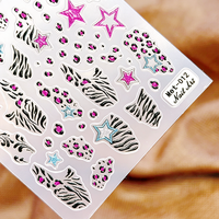 Pegatinas 3D para Uñas con Relieve, Diseño de Leopardo, Purpurina y Estrellas, Calcomanías para Manicura, Venta al por Mayor