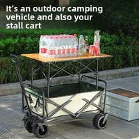 Chariot de camping pliable compatible camping-car, grande capacité, chariot de courses, chariot de transport de camping à roues omnidirectionnelles