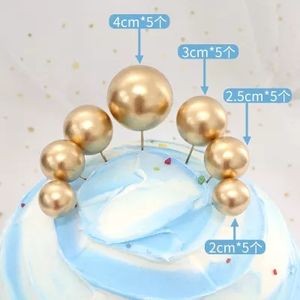 Fournitures chaudes pour gâteaux, accessoires de décoration de gâteaux, ensemble de décoration de gâteaux, joyeux <span class=keywords><strong>anniversaire</strong></span>, or, argent, boules rondes en mousse pailletée multi-tailles, fausses boules - Product Image 2