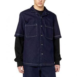 เสื้อยีนส์สำหรับผู้ชายแขนสั้นลำลองระบายอากาศกันรอยยับออกแบบได้ตามต้องการ - Product Image 2