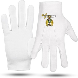 Gants en coton avec symbole maçonnique Shriner Uzair Umair, blancs, grande taille, brodés, 2 paires à vendre, gants pour hommes de nouvelle qualité - Product Image 1