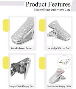 19mm Flat Coffee Bag <b>Clamp</b> Anti-skid Mini Metal Alligator <b>Clip</b> for Connecting Eyeglasses With Plastic Tip Insert Silicone Pad - Product Image 4