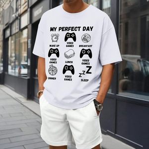 FOXA <b>Funny</b> Gamer T-<b>Shirt</b> Men Video Game Graphic Tee My Perfect Day Short Sleeve 100% Cotton Jersey <b>Shirt</b> - Product Image 1