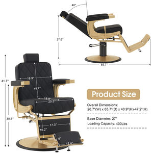 Sillas de Barbero Rojas, Silla de Barbero Resistente, Silla de Salón Reclinable Hidráulica Retro, Silla para Tatuajes - Product Image 6