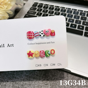 <span class=keywords><strong>Faux</strong></span> <span class=keywords><strong>ongles</strong></span> pour enfants, kits d'<span class=keywords><strong>ongles</strong></span> courts mignons et colorés à couverture complète, faits à la main, motif dessin animé pour filles - Product Image 6