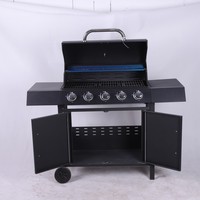 Barbecue au gaz noir pour extérieur et jardin, 4+1 brûleurs, cuisinière à gaz pas chère, cuisinière de cuisson