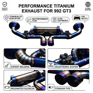 ระบบท่อไอเสียแบบ Catback วาล์วควบคุม Vortex Blue Burnt Titanium สำหรับ Porsche 911 992 GT3 4.0L ปี 2022-2025 ชุดติดตั้งตรงรุ่นพร้อมระบบปรับแต่ง - Product Image 1