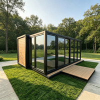 Casa Contenedor Prefabricada de Estructura de Acero Resistente con Extensión de Habitación Deslizante y Módulo de Vivienda Panorámico de Vidrio en Venta