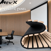 Panneau mural acoustique flexible en lattes de bois, revêtement mural décoratif pour bureau, salle de réunion, salle de conférence