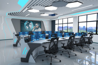 Console intelligente en acier et en bois avec conception de sécurité durable conçue pour les centres de commandement modernes