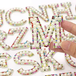 Brief Patches Mix Farbe Strass Perle Patch Applique für Kleidung Englisch Alphabet Patches DIY Crafts Nähen Zubehör