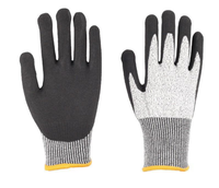 Gants de travail de sécurité résistants aux coupures de niveau 5 HPPE, tricotés, enduits de nitrile sablé, vente en gros