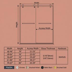 Mampara <span class=keywords><strong>de</strong></span> Baño Moderna <span class=keywords><strong>de</strong></span> Lujo con Vidrio Templado y Marco <span class=keywords><strong>de</strong></span> <span class=keywords><strong>Acero</strong></span> <span class=keywords><strong>Inoxidable</strong></span> <span class=keywords><strong>para</strong></span> Hoteles, Puerta <span class=keywords><strong>de</strong></span> Ducha Doble Corredera - Product Image 2