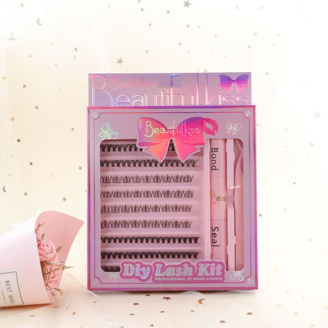 Personalized Cluster Lashes Bond Eyelash Extensions Kit DD/CC/CD for Curl 0.07mm Thickness Synthetic Hair Private Label