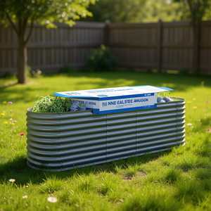 Fioriera rialzata in acciaio zincato grigio 126 x 31,9 x 31,9 pollici per giardinaggio all'aperto - Product Image 2