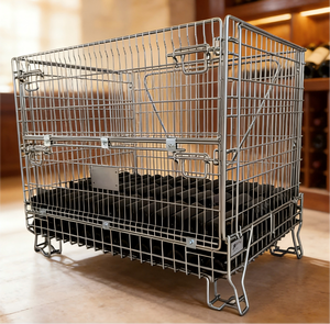 כלוב רשת פלדה מרותכת כבדה, מתקפל, ניתן לערום, לאחסון תעשייתי במחסן, מגולוון ועמיד, 600 - Product Image 1