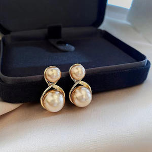 Accessoires en argent S925 pour perles DIY, boucles d'oreilles pour femme avec perle ronde de 6 à 10 mm et double perle, modèle 21831, support vide inclus - Product Image 1