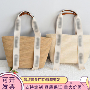 New large-capacity casual woven tote <b>bag</b> with letter design, stylish and versatile for students, perfect for vacations. - Product Image 5