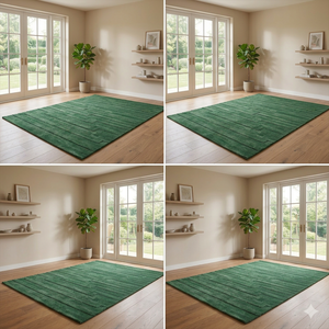 Tapis moderne en laine et coton, à poils longs, géométrique vert, à motif chevron, collection Ocean Art - Product Image 2