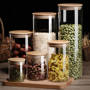 High Quality High Borosilicate Food Storage Container Air Tight glass jar with Bamboo Lid