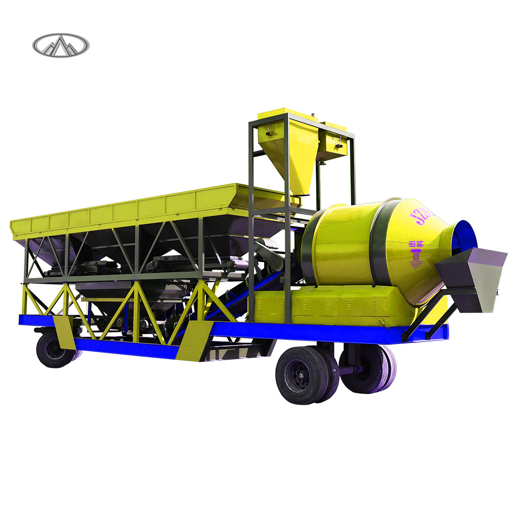 New Condition 25-100m3/h Mobile Ready Mix Concrete Batch Plant Portable Mobile Concrete Drum Batching Plant