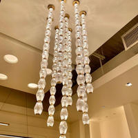 Lustre créatif en perles de verre pour salon, escalier, hôtel, duplex, éclairage longue suspension
