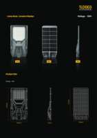 Lámpara Solar LED TLD003, Modelo Nuevo y Económico, Súper Brillante, Alta Eficiencia, 100W-300W, Todo en Uno, Farola Solar Integrada