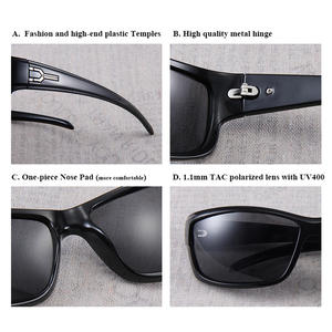 Lunettes de soleil sport polarisées Conchen UV400, monture PC, verres TAC, noires, pour le cyclisme, la pêche, la conduite et les activités de plein air - Product Image 2