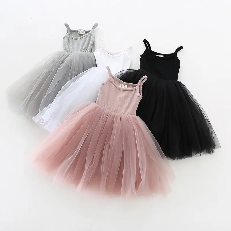 Meninas do bebê Lace Tulle Sling Vestido Suspender Malha Strap Vestido Sem Mangas Verão meninas tutu vestido M137