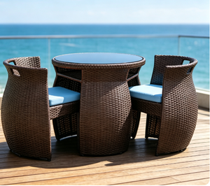 Conjunto de Muebles de Bistró de Ratán para Exteriores, Moderno y que Ahorra Espacio, con Asientos Acolchados y Estructura Metálica |   Sillas de Jardín de 2 Plazas - Product Image 3