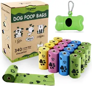 Mısır nişastası compostable köpek poop çanta özel etiket toptan köpek atık torbası biyobozunur kaka poşetleri