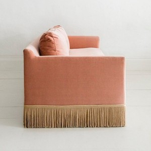 Canapé à franges en velours rose, canapé rembourré vintage, mobilier sur mesure pour hall d'hôtel, suites de luxe, salons et projets de design - Product Image 5