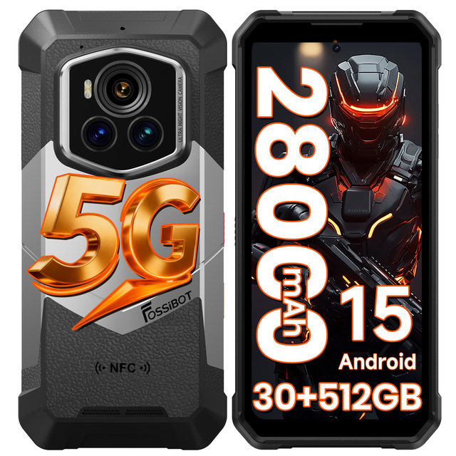 Fossibot F107Pro Industrial Rugged Android 15 5G Smartphone 6.95" FHD+ 120Hz Display 200MP/50MP Cameras MIL-STD-810H IP68/IP69K