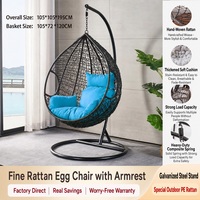 Fauteuil suspendu en rotin PE, chaise suspendue en forme d'œuf, siège de balançoire pour jardin, terrasse, salon de jardin avec coussin pour balcon, maison