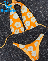 Maillot de bain trois pièces de haute qualité avec impression de position de bikini de conception OEM Bikinis pour filles de 12 ans