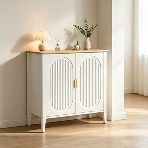 Buffet moderne avec rangement, meuble de rangement à arceaux cannelés avec étagère réglable, bar à café pour salle à manger et salon - Product Image 2