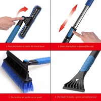 Brosse à neige télescopique et détachable Shunwei SD-X2002A de 49,6 pouces pour lavage de voiture, tête pivotante à 360°, grattoir long pour dégivrage, mousse
