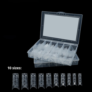 120 piezas/caja Moldes de uñas de cristal de cobertura completa para extensión, moldes de uñas postizas con escala, puntas de uñas - Product Image 1