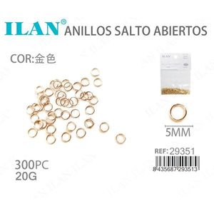 Anelli aperti Ilan da 5 mm color oro, 300 pezzi per la creazione di gioielli - Product Image 3