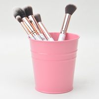 Pot de rangement multifonctionnel rose en métal pour stylos et pinceaux de maquillage, organisateur de bureau, pot de fleurs pour la maison et le bureau (vente en gros)