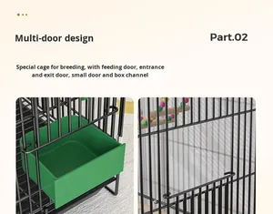 סיטונאי כלובי ציפורים גדולים חוט מתקפל בתי תוכי בתי גידול כפול שכבה - Product Image 3