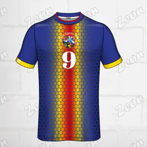 OEM ODM de fábrica, personalizado, diseño azul, logotipo del equipo, camiseta de fútbol profesional de alta calidad, camisetas de fútbol
