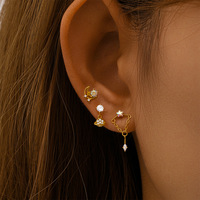 Boule ronde lune étoile piercing boucle d'oreille 925 serling argent piercing bijoux plaqué or zircone corps piercing bijoux