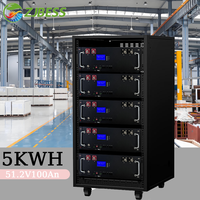 Batterie au lithium Lifepo4 montée sur rack 100Ah 200Ah pour stockage d'énergie solaire 5kWh 10kWh 48V 51.2V