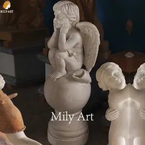 Handgeschnitzte Cherub-Engelskulptur Marmor-Kind-Engelsstatue zu verkaufen