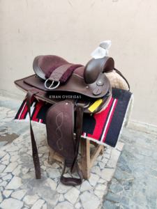 Sillín de cuero hecho con cuero DD, disponible en Color negro y marrón, para montar a caballo, ecuestre, hecho a mano con almohadilla y giratoria - Product Image 5