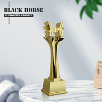 Trophée Trépied Personnalisé Exclusif en Métal Plaqué Or, Finition Coulée Traditionnelle Feng Shui 3D 29,5 cm BH