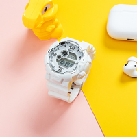 Montre de sport numérique rose pour étudiants et enfants, montre-bracelet électronique avec bracelet en silicone, affichage lumineux